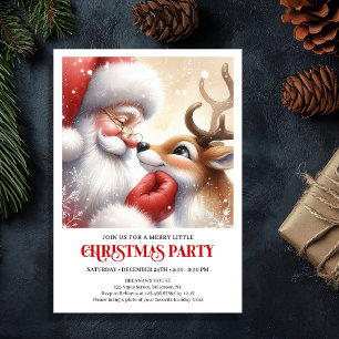 Cute Santa Rudolph Holiday Cheer Family Fun Party  Invitation
