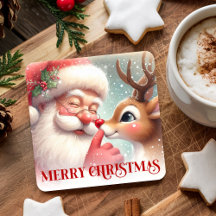 Cute Santa Rudolph Xmas Coaster Kids Cartoon Art