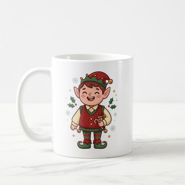 Cute Santa’s Elf Christmas Mug (Left)