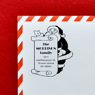 Cute Santa´s List Retro Family Return Address Rubber Stamp