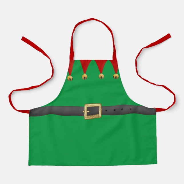 Cute Santa’s Workshop Elf Christmas Apron (Front)