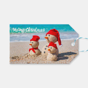 Cute Santa Sand Snowmen Gift Tags