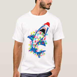 Cute Santa Shark Christmas Lights Men T-Shirt