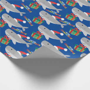 Cute Santa Shark Wrapping Paper