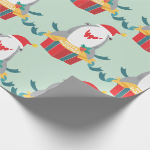 Cute Santa Shark Wrapping Paper