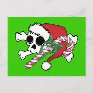 Cute Santa Skull Holiday Postcard