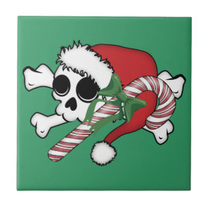 Cute Santa Skull Tile