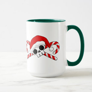 Cute Santa Skull with Candy Canes Mug