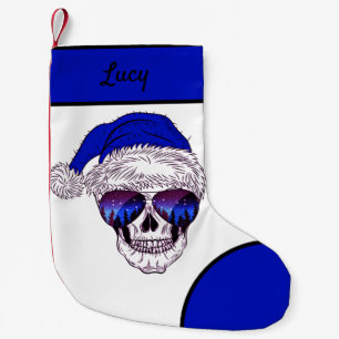 Cute Santa Skull with sunglass Small Christmas Stocking
