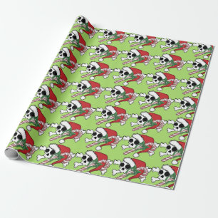 Cute Santa Skull Wrapping Paper