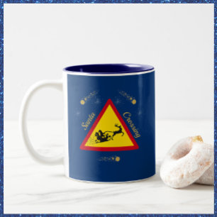 Cute Santa Sleigh Crossing Ceramic  Two-Tone Coffe Two-Tone Coffee Mug