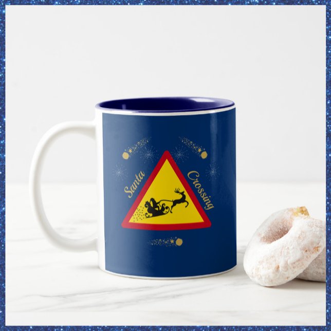 Cute Santa Sleigh  Two-Tone Coffee Mug (Creator Uploaded)