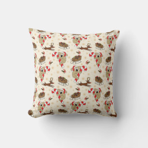 Cute Santa Sloth Happy Holidays Cushion