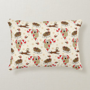 Cute Santa Sloth Happy Holidays Decorative Cushion