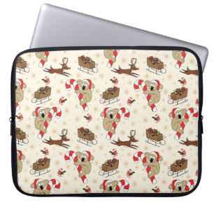 Cute Santa Sloth Happy Holidays Laptop Sleeve