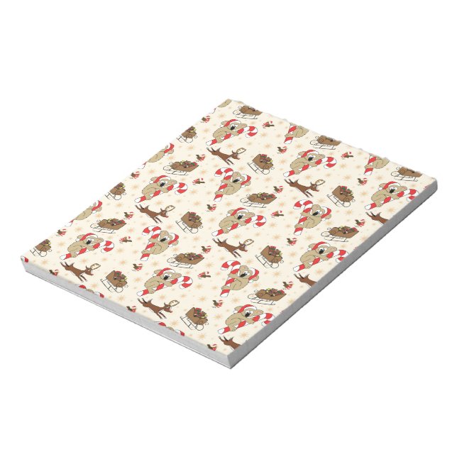 Cute Santa Sloth Happy Holidays Notepad (Rotated)