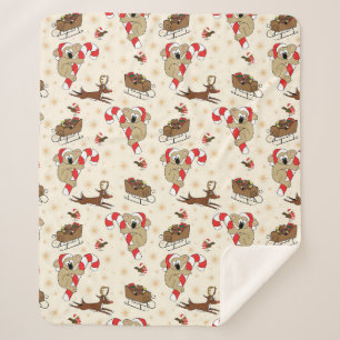 Cute Santa Sloth Happy Holidays Sherpa Blanket