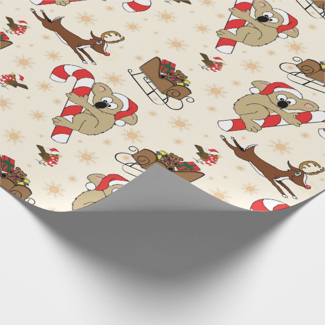 Cute Santa Sloth Happy Holidays Wrapping Paper (Corner)