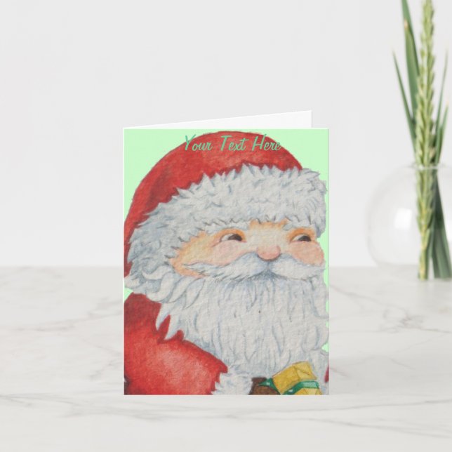 cute santa smiling face original christmas holiday card (Front)