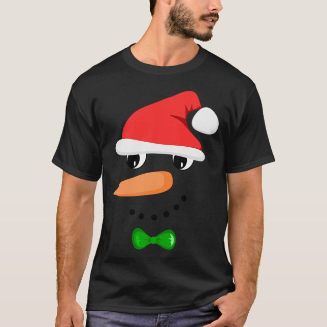 Cute Santa Snowman Face Funny Christmas Snowman Co T-Shirt (Front)