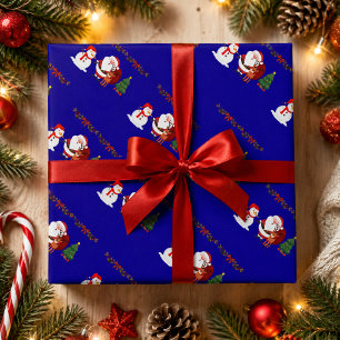 Cute Santa Snowman & Reindeer Christmas Wrapping  Paper
