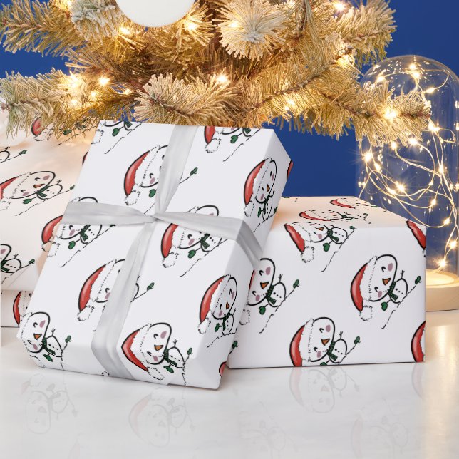 Cute Santa Snowman Wrapping Paper (Holidays)
