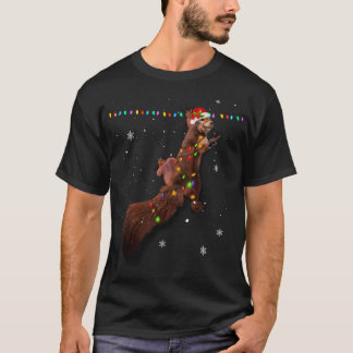 Cute Santa Squirrel Christmas Lights Funny Xmas Sq T-Shirt