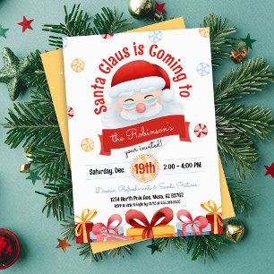 Cute Santa Theme Christmas Party Invitation