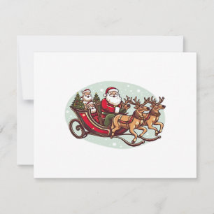 Cute Santa Traveling with Train pulled by the rein