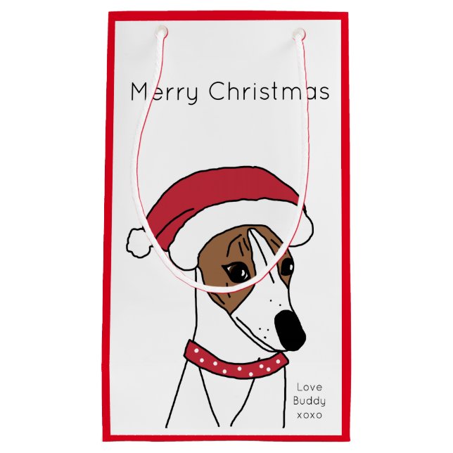 Cute Santa Whippet Merry Christmas Gift Bag (Front)
