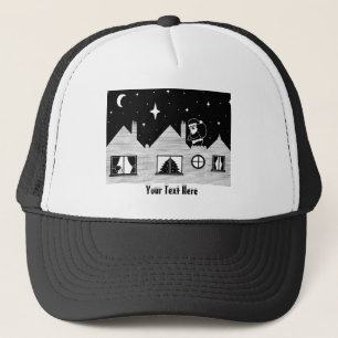 Cute santa with sack on roof black and white trucker hat