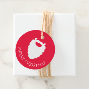 Cute Santa's Beard Red Two-Sided Christmas  Favour Tags