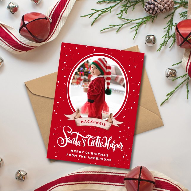 Cute Santa's Helper Christmas Photo Holiday Card (Creator Uploaded)