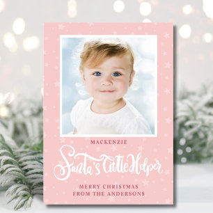 Cute Santa's Helper Little Girl Christmas Photo Holiday Card