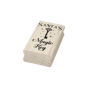 Cute Santa's Magic Key Rubber Stamp