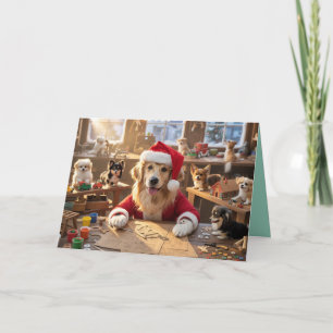Cute Santa's Workshop Christmas Card