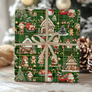 Cute Santa's Workshop Elves Christmas Decoupage Wrapping Paper
