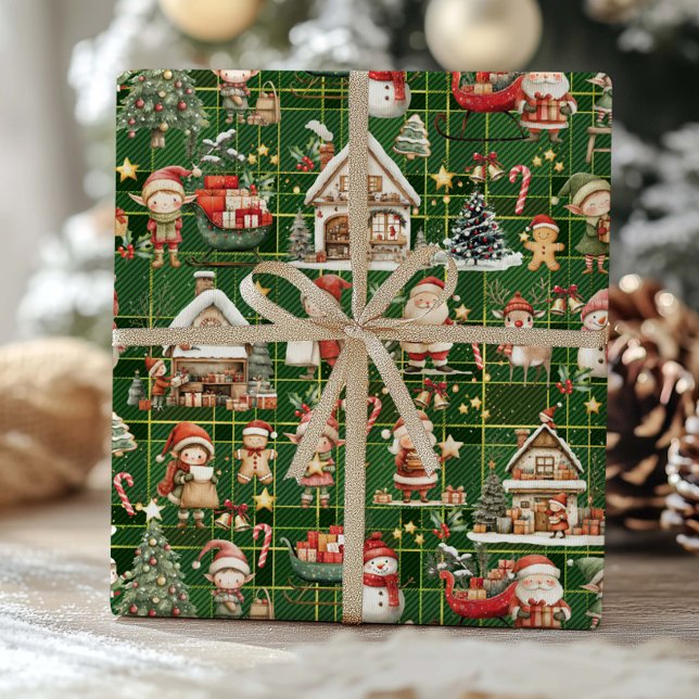 Cute Santa's Workshop Elves Christmas Decoupage Wrapping Paper (Creator Uploaded)