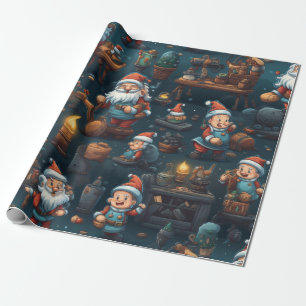 Cute Santa's Workshop Wrapping Paper