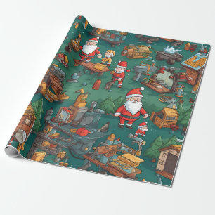 Cute Santa's Workshop Wrapping Paper