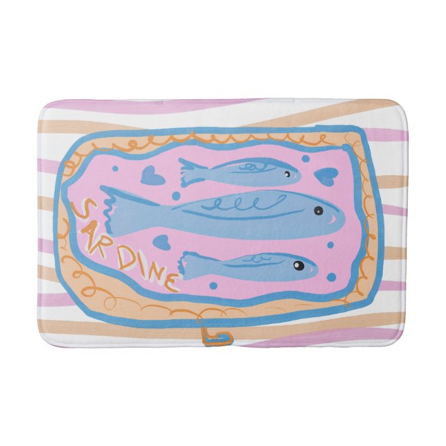 Cute Sardine Art Bath Mat (Front)