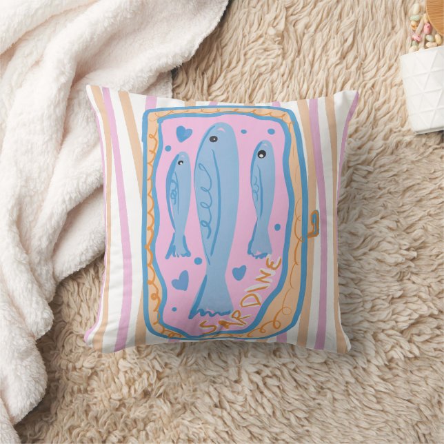 Cute Sardine Art Cushion (Blanket)