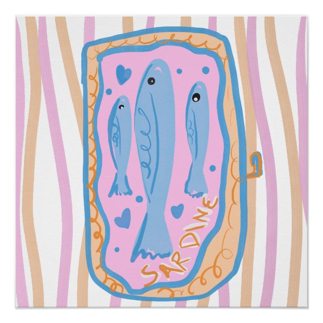Cute Sardine Art Poster (Front)