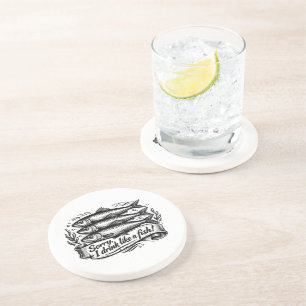 Cute Sardine Fish Quote Coaster