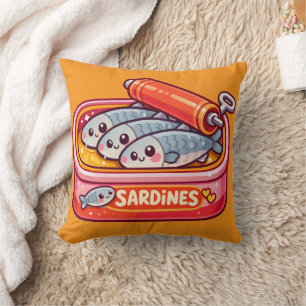 Cute Sardines Fish Cartoon Cushion