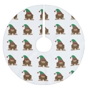 Cute Sasquatch Christmas Elf Brushed Polyester Tree Skirt