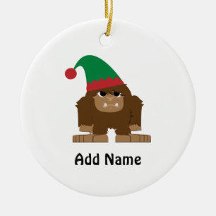 Cute Sasquatch Christmas Elf Ceramic Tree Decoration