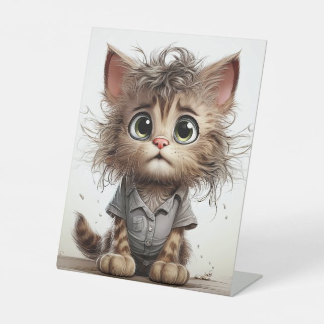 Cute Sassy Kitten Pedestal Sign (Front)