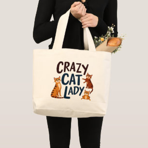 Cute & Sassy Kitty Design for Cat Lovers Large Tote Bag