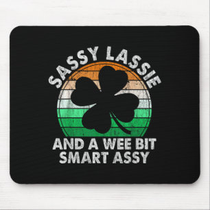 Cute sassy lassie irish shamrock funny st patricks mouse mat